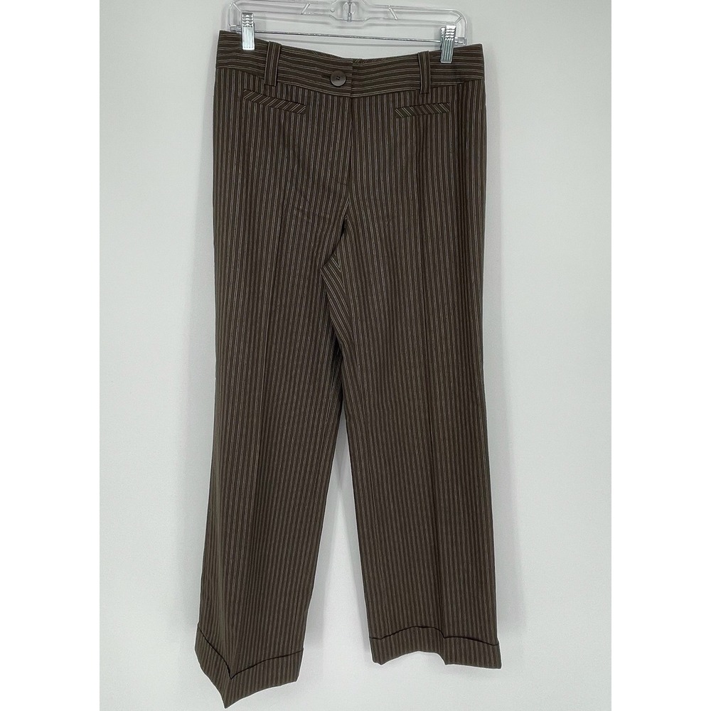 Talbots Women's Brown Pinstripe‎ Stretch Straight Leg Trousers Size 8